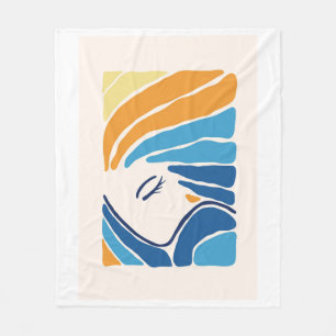 Moderne Abstracte Vrouwen Gezicht Fleece Deken