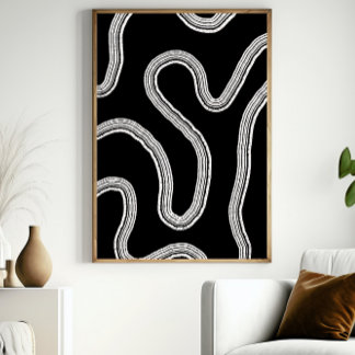 Moderne Abstracte Wall Art Zwart-wit Poster
