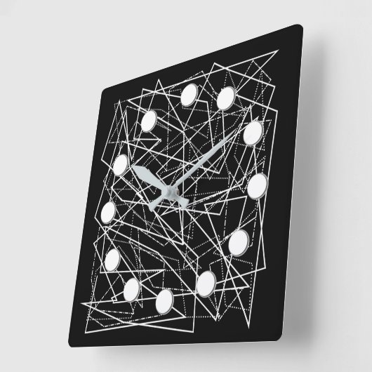 Moderne Abstracte wandklok in zwart-wit (Hoek)