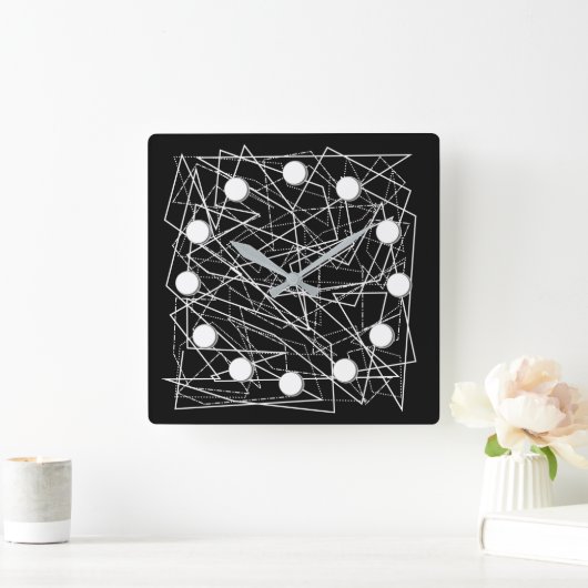Moderne Abstracte wandklok in zwart-wit (Huis)