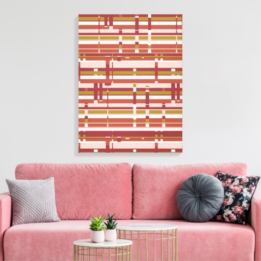 Moderne Abstracte wandtapes — rode groene strepen Canvas Afdruk (Insitu (Woonkamer))