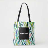 Moderne Abstracte Watercolor Blad Monogram Tote Bag (Voorkant)