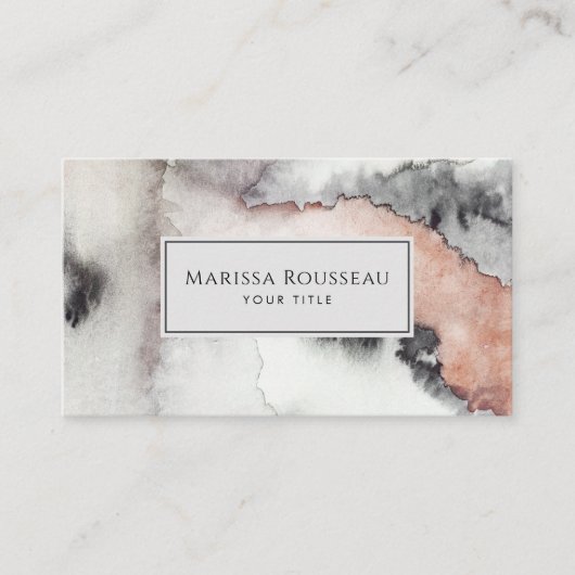 Moderne Abstracte Waterverf aardeachtig terracotta Visitekaartje (Voorkant)