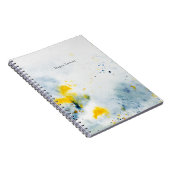 Moderne Abstracte Waterverf Blauw en Geel Notitieboek (Rechterzijde)
