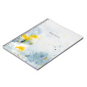 Moderne Abstracte Waterverf Blauw en Geel Notitieboek (Linkerzijde)