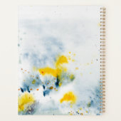 Moderne Abstracte Waterverf Blauw en Geel Planner (Achterkant)