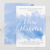 Moderne abstracte waterverf blauw vrijgezellenfees kaart (Voorkant / Achterkant)