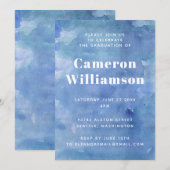 Moderne Abstracte Waterverf Blauwe Graduatie Parti Kaart (Voorkant / Achterkant)