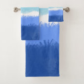 Moderne Abstracte Waterverf blauwe tinten Bad Handdoek (Insitu)