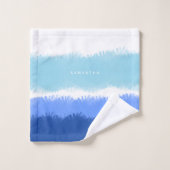 Moderne Abstracte Waterverf blauwe tinten Bad Handdoek (Wasdoekje)