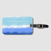 Moderne Abstracte Waterverf blauwe tinten Bagagelabel (Voorkant (horizontaal))