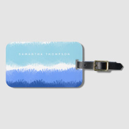 Moderne Abstracte Waterverf blauwe tinten Bagagelabel