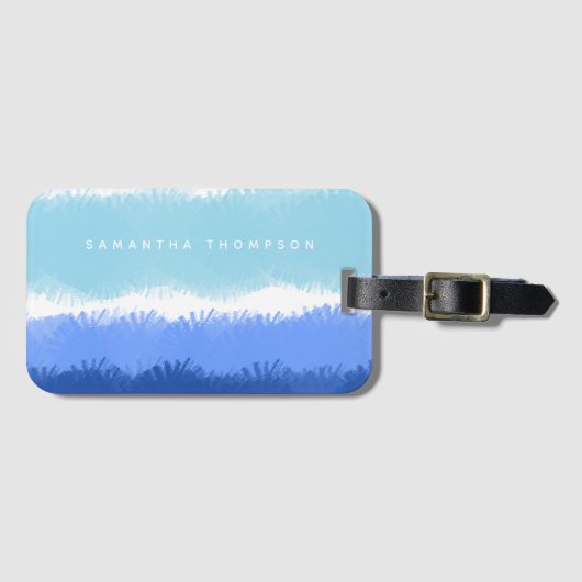 Moderne Abstracte Waterverf blauwe tinten Bagagelabel (Voorkant (horizontaal))