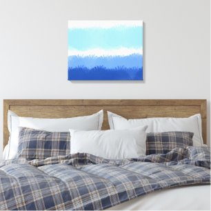 Moderne Abstracte Waterverf blauwe tinten Canvas Afdruk