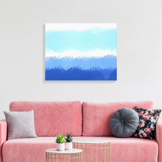 Moderne Abstracte Waterverf blauwe tinten Canvas Afdruk (Insitu (Woonkamer))