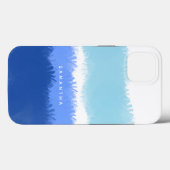 Moderne Abstracte Waterverf blauwe tinten Case-Mate iPhone Case (Achterkant (horizontaal))