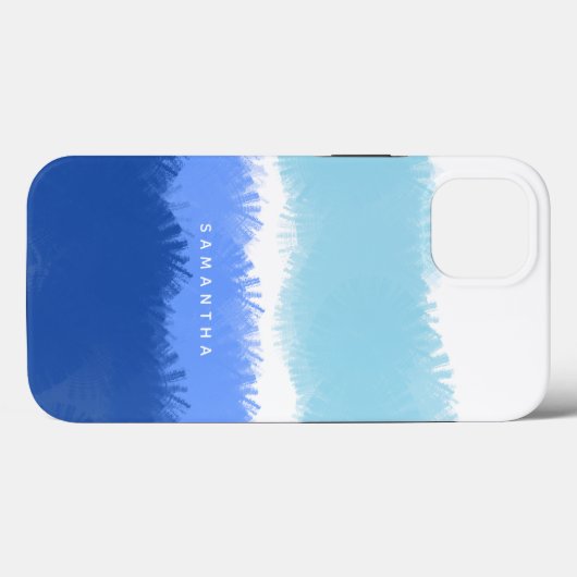 Moderne Abstracte Waterverf blauwe tinten Case-Mate iPhone Case (Achterkant (horizontaal))