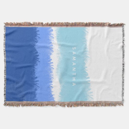 Moderne Abstracte Waterverf blauwe tinten Deken (Voorkant)