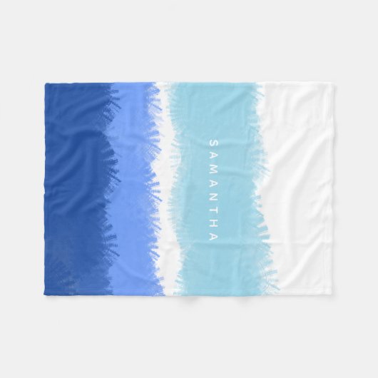 Moderne Abstracte Waterverf blauwe tinten Fleece Deken (Voorkant (Horizontaal))