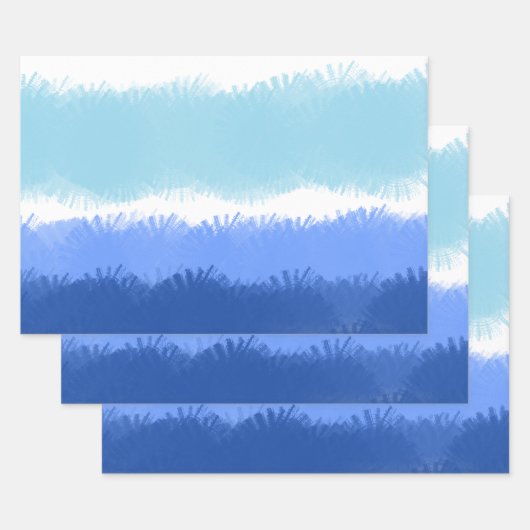 Moderne Abstracte Waterverf blauwe tinten Inpakpapier Vel (Set)