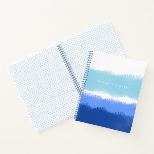 Moderne Abstracte Waterverf blauwe tinten Notitieboek (Binnen)
