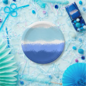 Moderne Abstracte Waterverf blauwe tinten Papieren Bordje (Feest)