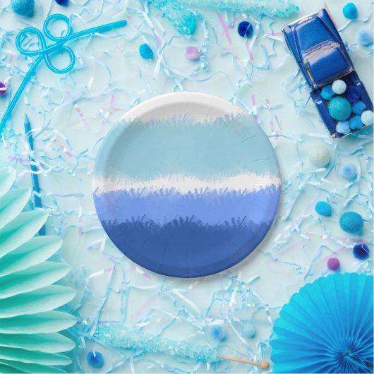 Moderne Abstracte Waterverf blauwe tinten Papieren Bordje (Feest)