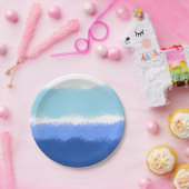 Moderne Abstracte Waterverf blauwe tinten Papieren Bordje (Feest)