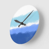 Moderne Abstracte Waterverf blauwe tinten Ronde Klok (Hoek)
