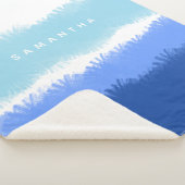 Moderne Abstracte Waterverf blauwe tinten Sherpa Deken (3/4)