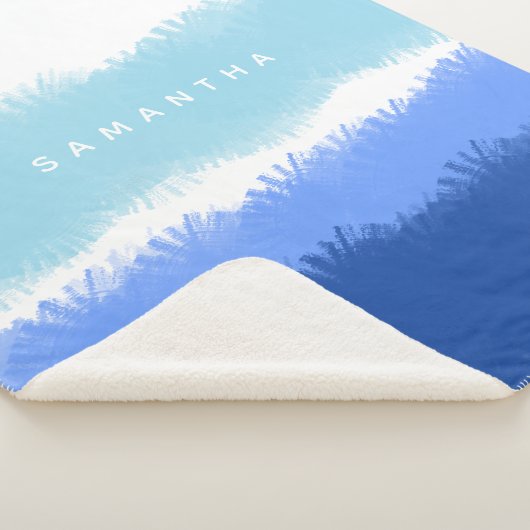 Moderne Abstracte Waterverf blauwe tinten Sherpa Deken (3/4)