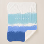Moderne Abstracte Waterverf blauwe tinten Sherpa Deken (Voorkant)