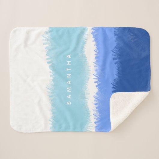 Moderne Abstracte Waterverf blauwe tinten Sherpa Deken (Voorkant (horizontaal))