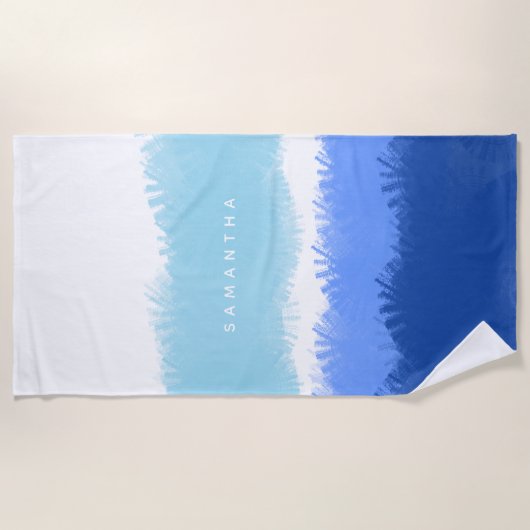 Moderne Abstracte Waterverf blauwe tinten Strandlaken (Voorkant)