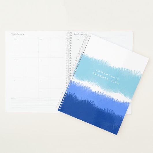 Moderne Abstracte Waterverf Blauwe Tonen Benoeming Planner (Display)