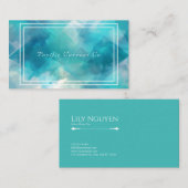 Moderne Abstracte Waterverf Blauwgroen geometrisch Visitekaartje (Voorkant / Achterkant)