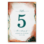 Moderne Abstracte Waterverf Blauwgroen & Koperhuwe Kaart (Achterkant)