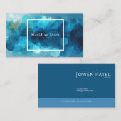 Moderne Abstracte Waterverf Blauwgroen & Turquoise Visitekaartje (Voorkant / Achterkant)