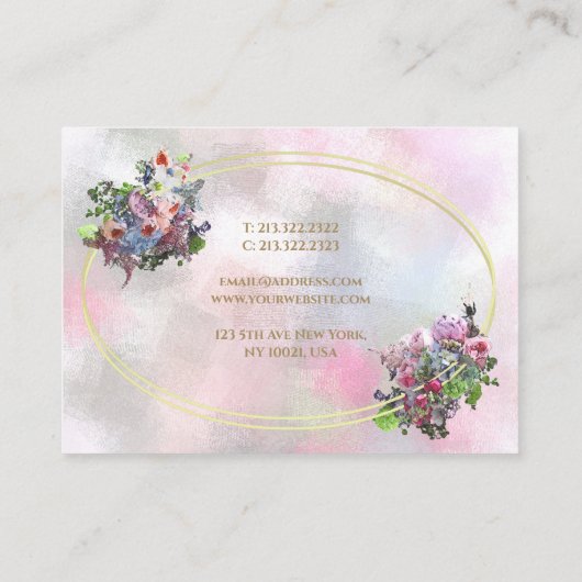 Moderne Abstracte Waterverf bloemen Gold Lijst top Visitekaartje (Achterkant)