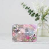 Moderne Abstracte Waterverf bloemen Gold Lijst top Visitekaartje (Staand voorkant)