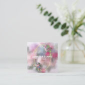 Moderne Abstracte Waterverf Bloemen Goud Lijst Chi Vierkante Visitekaartje (Staand voorkant)