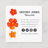 Moderne Abstracte Waterverf Bloemen Make-up Artist Vierkante Visitekaartje (Achterkant)