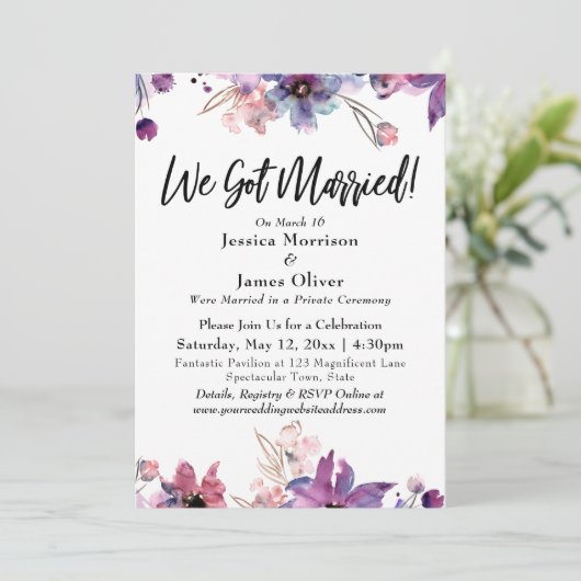 Moderne Abstracte Waterverf Bloemen We Zijn Getrou Kaart (Staand voorkant)