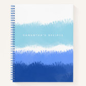 Moderne Abstracte Waterverf Blue Recipe Cookbook Notitieboek (Voorkant)