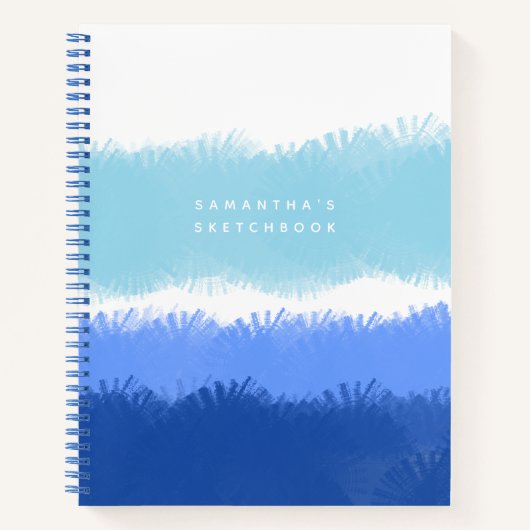 Moderne Abstracte Waterverf Blue Tones Sketchbook Notitieboek (Voorkant)