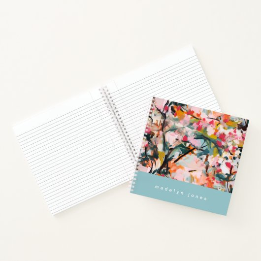 Moderne Abstracte Waterverf Botanische Bloem Boom Notitieboek (Binnen)