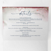 Moderne Abstracte Waterverf Bourgondië & Navy brui Drieluik Uitnodiging (Binnenzijde eerst)