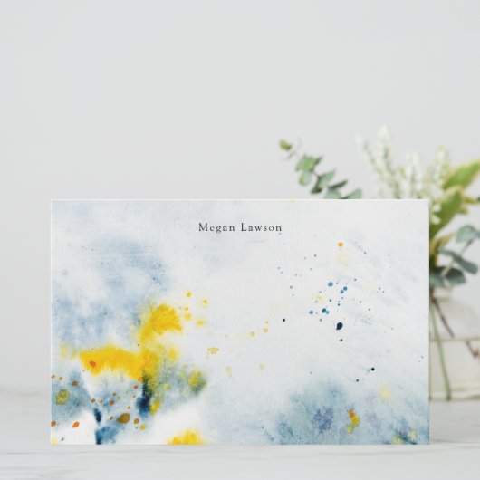 Moderne Abstracte Waterverf Briefpapier (Staand voorkant)