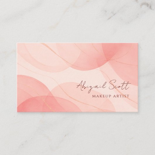Moderne Abstracte Waterverf Chic Blush Visitekaartje (Voorkant)