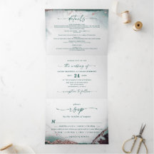 Moderne Abstracte Waterverf Emerald Green Wedding